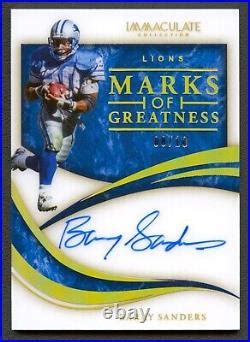 Barry Sanders 2020 Immaculate Marks Of Greatness Auto Autograph /10 ...