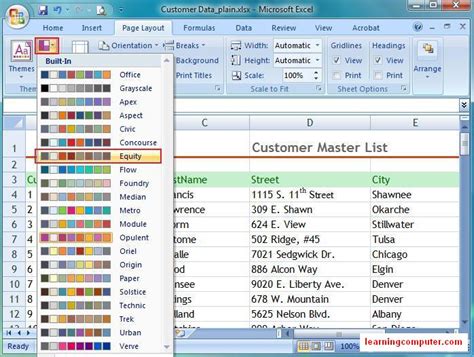 Microsoft Excel::Page Layout Tab