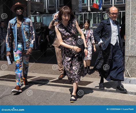 MILAN, ITALY -JUNE 16, 2018: Eccentric People in the Street before MARNIE Fashion Show, during ...