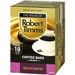 Robert Timms Coffee Bags Decaffeinated 18 Pack | Woolworths