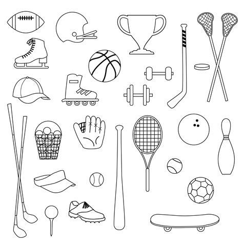 Sports Equipment Clipart Black And White