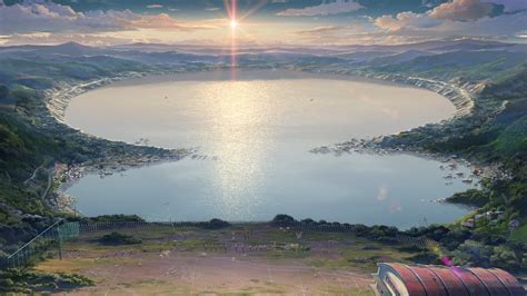 Kimi no Na Wa Your Name #landscape #lake #mountains #realistic #1080P # ...