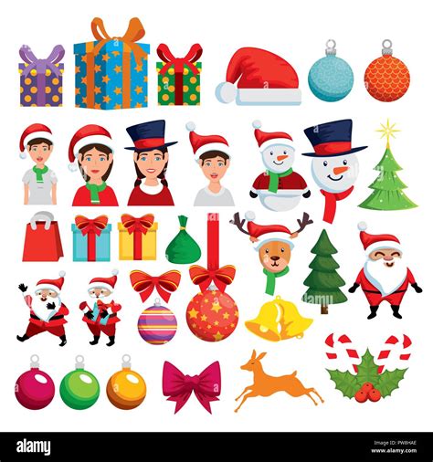 christmas decoration set icons Stock Vector Image & Art - Alamy