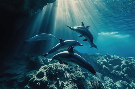 Premium Photo | A pod of dolphins swimming together in the ocean ...