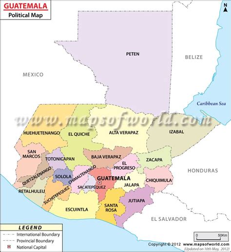 Guatemala Mapa Politico | Political Map of Guatemala