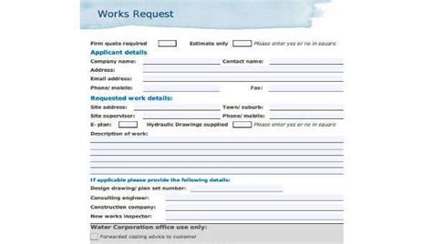 FREE 9+ Sample Work Request Forms in PDF | MS Word