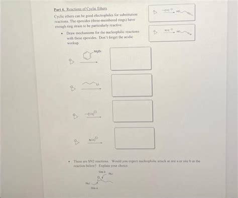 Solved Part 4. Reactions of Cyclic Ethers Cyclic ethers can | Chegg.com