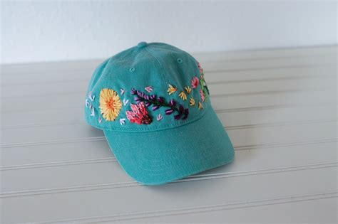 Hand Embroidered Hat - custom embroidered hat - floral embroidered hat ...