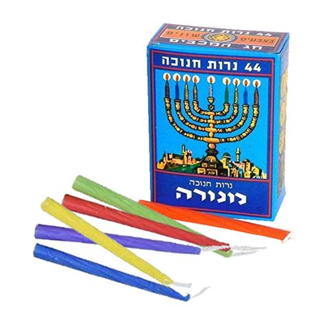 44 Classic Hanukkah Candles. Assorted Colors. Height 4 Inches / 10 cm.