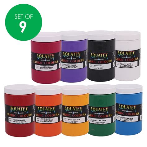 Aquatex Fabric Paint - 500g - Set of 9 Colours | Fabric Paint ...