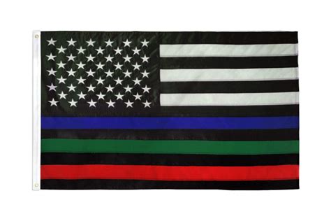 Buy Thin Blue Green Red Line USA 3x5 ft - Outdoor Heavy Duty Nylon for High Winds, Support the ...