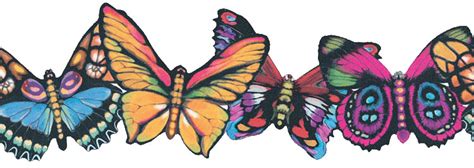 Rainbow Colored Butterflies Wall Border