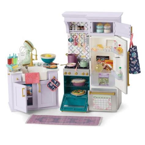 American Girl doll KITCHEN SET refrigerator stove oven purple lavender ...