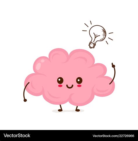 Cute smiling happy funny brain Royalty Free Vector Image
