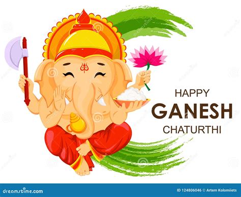 Happy Ganesh Chaturthi Greeting Card Stock Vector - Illustration of happy, flower: 124806046