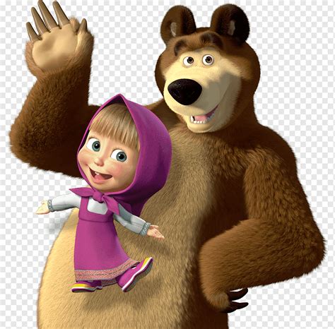 Masha and the Bear Animation, masha, brown bear illustration, mammal, child, animals png | PNGWing