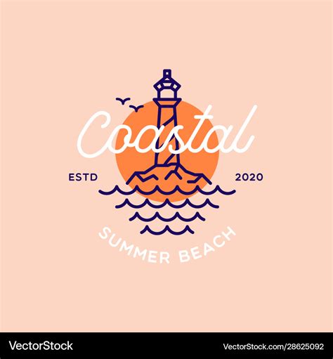 Vintage coastal beach logo design template Vector Image