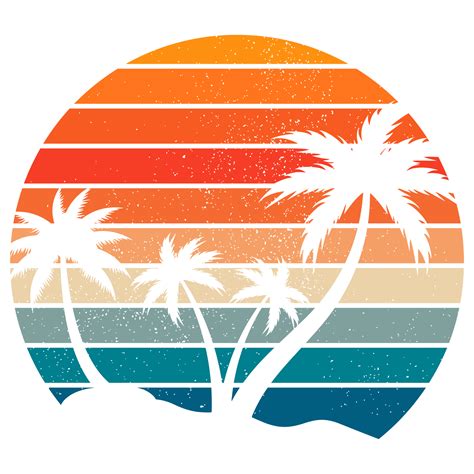 vintage retro sunset with coconut tree 16637875 PNG