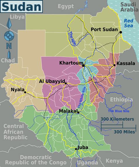 Sudan Regions Map • Mapsof.net