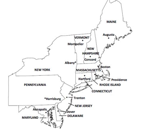 Northeast States And Capitals Map - Printable Map