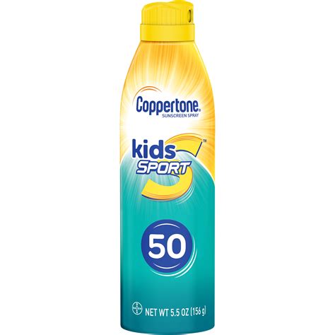 Coppertone Kids Sport Sunscreen Water Resistant Spray SPF 50, 5.5 Fl Oz ...