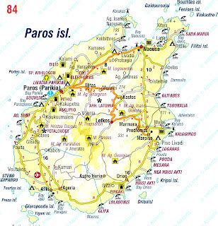 Travel Paros Greece: Map of Paros island