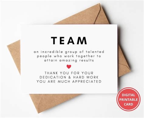 Team Thank You Employee Appreciation Card Corporate Thank - Etsy