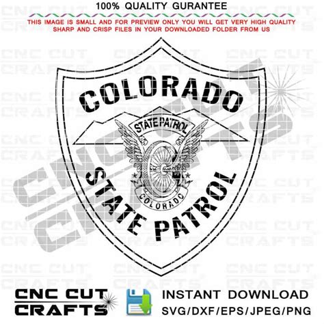 Colorado State Patrol Badge Vector Svg Dxf Black White Outline - Etsy