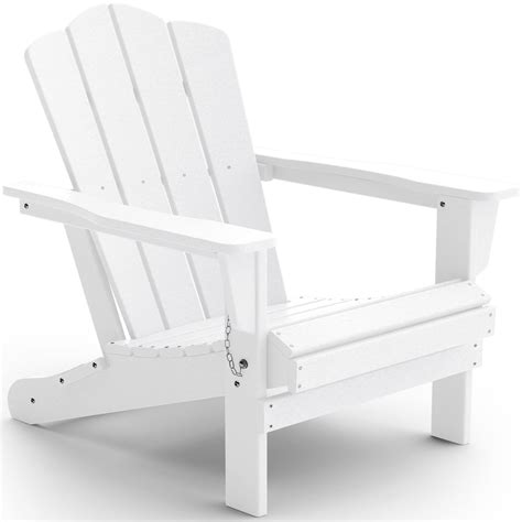 KINGYES Folding Adirondack Chair, HDPE All-Weather Folding Adirondack Chair, White White Glam ...