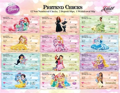 Disney Princess Pretend Play Checks Disney Printables Party