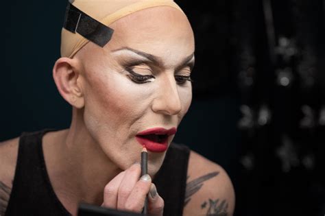 Drag Queen Getting Dressed Backstage Before Performance In Dressing Room Stock Photo - Download ...