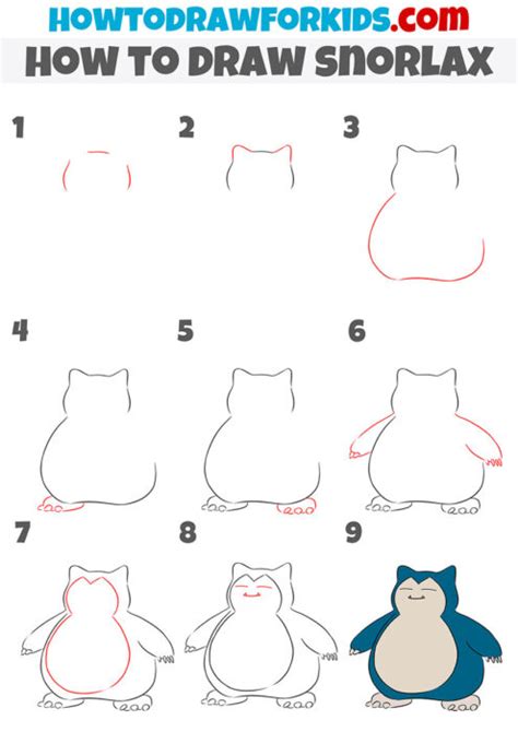 How to Draw Snorlax - Easy Drawing Tutorial For Kids