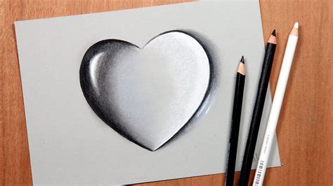 How to Draw 3D Heart Water Drop Illusion - YouTube