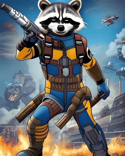 Ukrainian Rocket Raccoon Marvel Graphic · Creative Fabrica