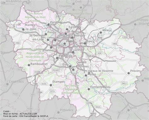 Carte des villes en Ile de France » Voyage - Carte - Plan