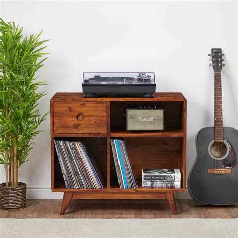 Mid-Century Vinyl Record Storage | Turntable Unit | Handmade