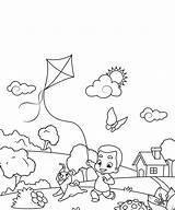 Boy Flying A Kite Coloring Page  Free Printable Pages For Kids sketch template
