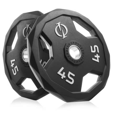 Set of 2 Rubber Coated 2-inch Olympic Grip Weight Plates (45 LB each ...