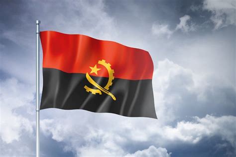 Angolan flag on a cloudy sky | Angola flag, Angolan flag, Flag