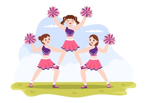 Cheerleader Girl with Pompoms of Dancing and Jumping to Support Team ...