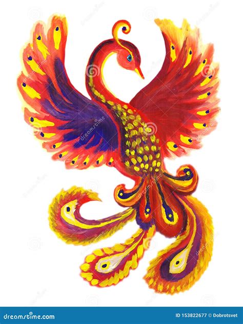 Firebird Phoenix Decor Illustration. Fire Feathers, Red Firebird Stock ...