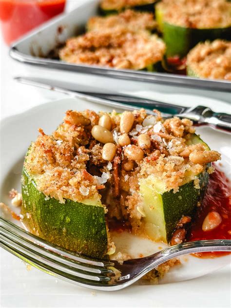 Cheesy Italian Stuffed Zucchini • for BIG zucchini!