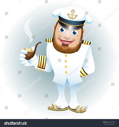 Vector Illustration Man Captain Uniform Smoking Stock Vector (Royalty ...