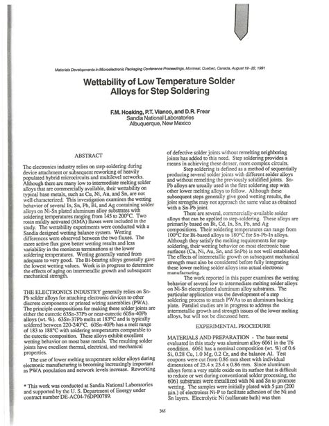 (PDF) Wettability of low temperature solder alloys for step-soldering