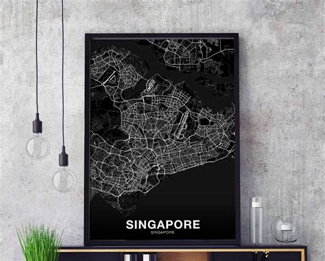 SINGAPORE Map Poster Hometown City Print Modern Home Decor Office ...