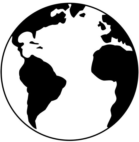 Black and White Planet Earth - Free Clip Art