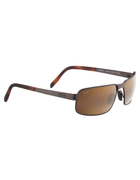 Maui jim Castaway Polarized Rectangular Sunglasses in Brown for Men | Lyst