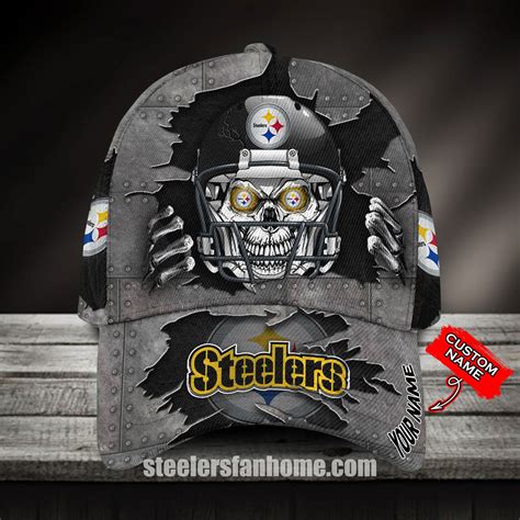 Pittsburgh Steelers 3D Metal Skull Helmet Classic Cap Custom Name NFL ...