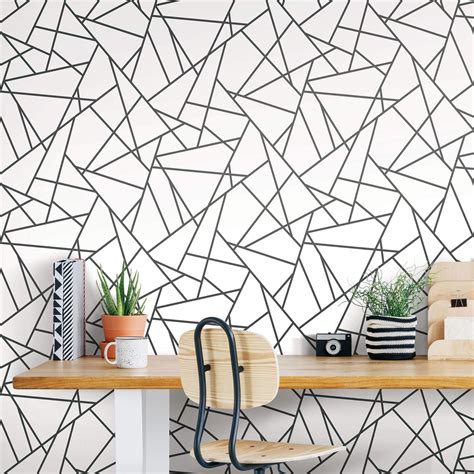 Fracture Geometric Peel and Stick Wallpaper - Black – US Wall Decor