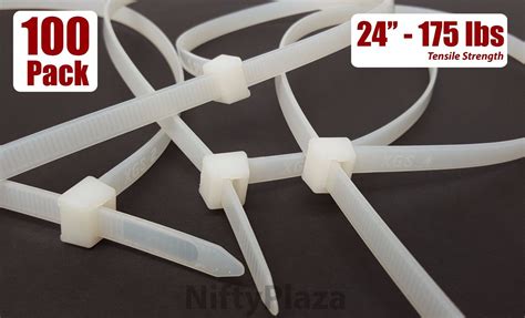 NiftyPlaza 24 Inch Cable Ties - 100 Pack - Heavy Duty 175 lbs Nylon Zip Ties | eBay